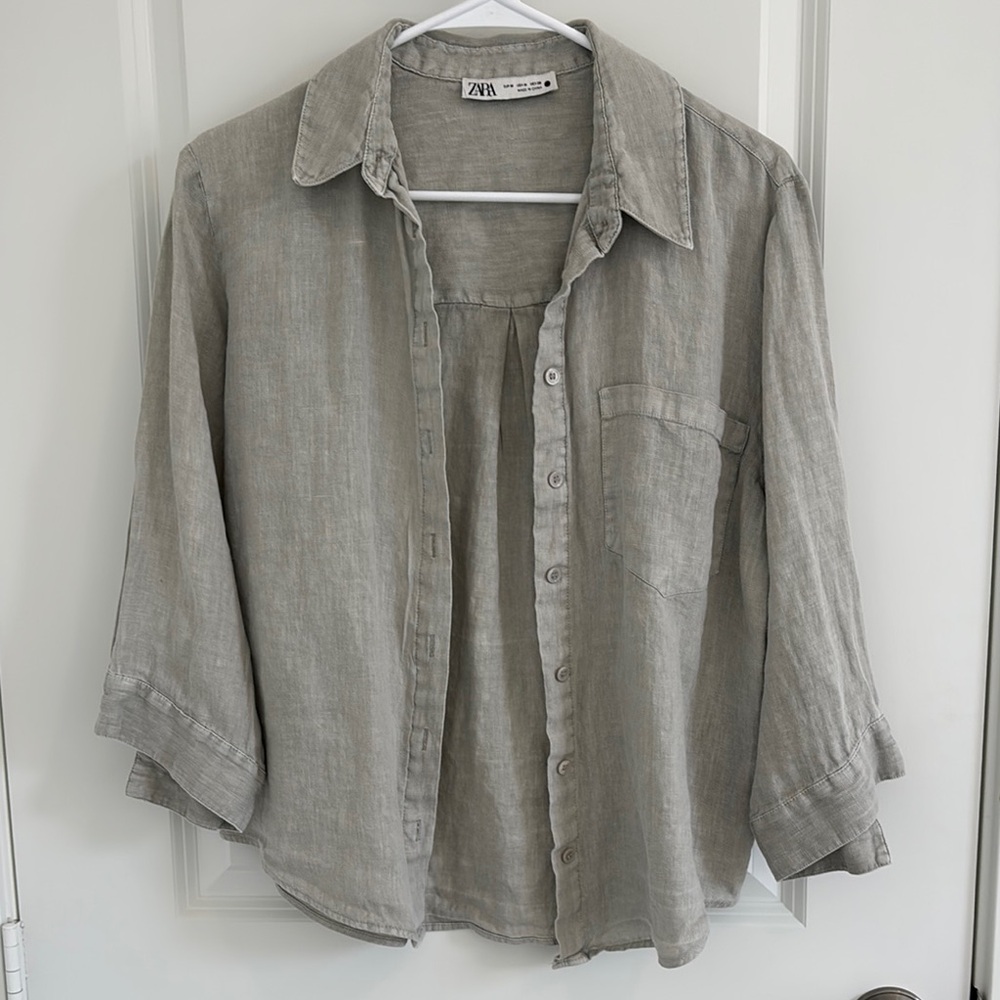 Zara Light Gray Linen Shirt